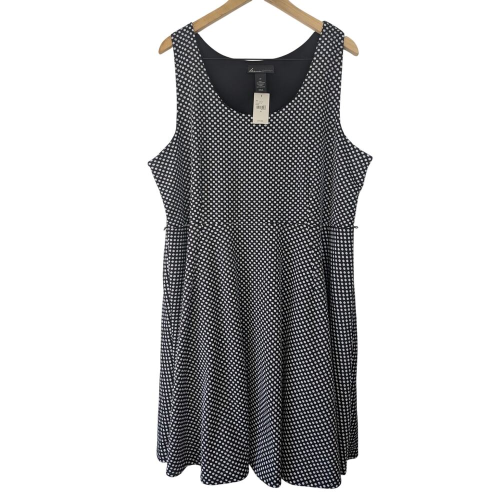 NWT Lane Bryant Twee Retro Style Textured Sleeveless Polka Dot Dress